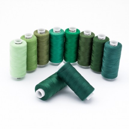 Набор ниток 40/2 400ярд.., "Зелёный микс", 10 шт/набор, Bestex