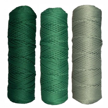 Набор шнуров полиэфирных 3мм (зелёный+тёмно зелёный+серо зелёный) (арт. 111-5-34325.005)