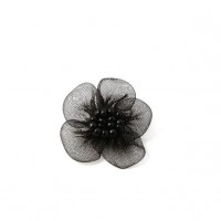 Прочие  Цветок пришивной из органзы 25 мм черный 1шт 