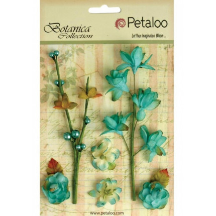 Набор цветов бумажных "Floral Ephemera- Teal" (сине-зеленый) (арт. 1100-104)