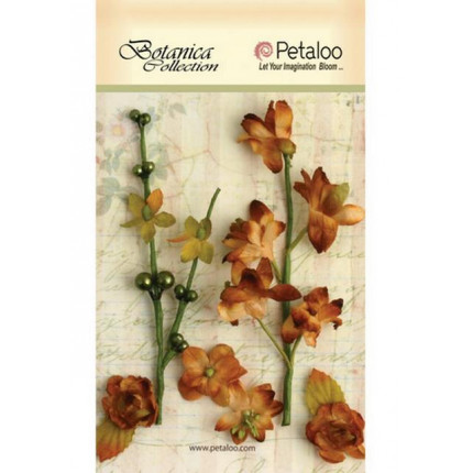 Набор цветов бумажных "Petaloo" 1100-202  Floral Ephemera- Brown (коричневый) (арт. 1100-202)