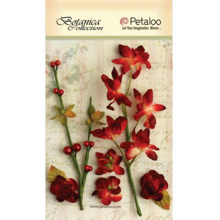 Набор цветов бумажных "Petaloo" 1100-205  Floral Ephemera- Red (красный) (арт. 1100-205)