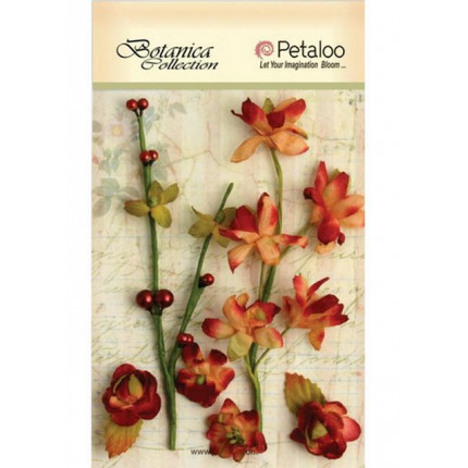 Набор цветов бумажных "Petaloo" 1100-214  Floral Ephemera- Granberry (клюква) (арт. 1100-214)