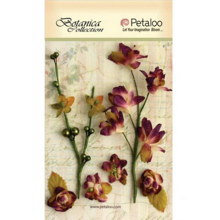 Набор цветов бумажных "Petaloo" 1100-217  Floral Ephemera- Purple (пурпур) (арт. 1100-217)