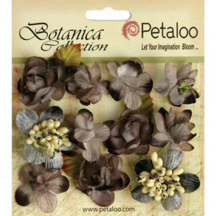 Набор цветов бумажных "Petaloo" 1101-110  Botanica Minis х11- Charcoa (пепельный) (арт. 1101-110)