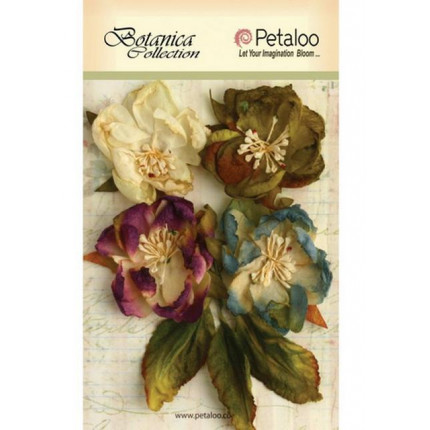 Набор цветов бумажных "Botanica Blooms - GreyBlue" (Серо-голубой, пурпур, зелен) (арт. 1102-004)
