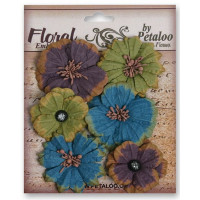 Petaloo 1461-002 Набор цветов из ткани "Petaloo" 1461-002 Darjeeling Medium Mix х 6  Bl 