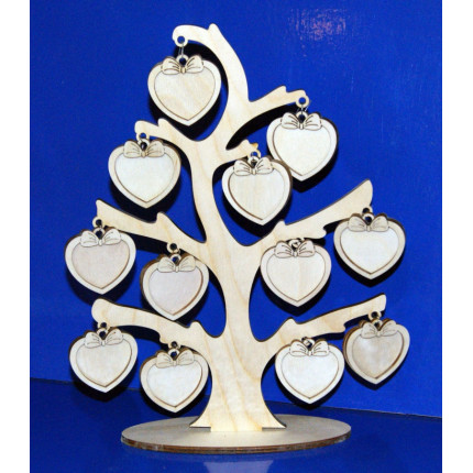 Семейное дерево, 12 сердечек на подставке (арт. 050061)