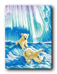 Набор для вышивания 98537 Медвежата в северном сиянии (Borealis Polar Bear Cubs)