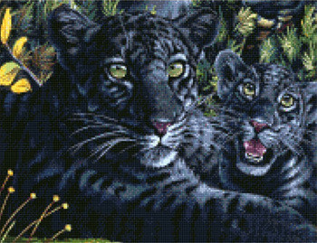 Набор для вышивания 99397 Черная пантера с детёнышем