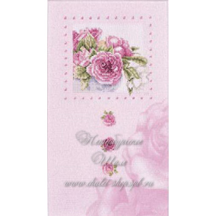 Набор для вышивания 34967 Pink roses in a frame (Розовая роза в рамке)