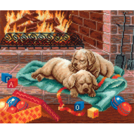Набор для вышивания Щ-02 Щенки у камина