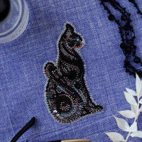Абрис Арт 618047 АД-110 Набор для вышивки бисером украшения на натур. художественном холсте 'Баст в ночи-А' 5,6*9,7см 