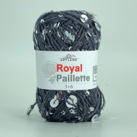 Royal Paillette хлопок 100% с пайетками 3мм и 6 мм Цвет 006 черный с серебром