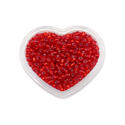 Бисер Astra&Craft 11/0, 8 (+/-0,5) г в форме 'Сердце', цвет 25В бордовый/прозр.серебрист.центр (круг.отв.) (арт. АРС-37439-1-АРС0001257674)