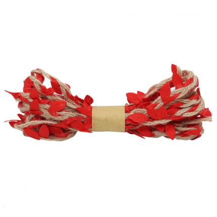 Декоративная веревка с листиками, 3м, (красная) 2AR206 00004 (арт. Декоративная веревка с листиками)