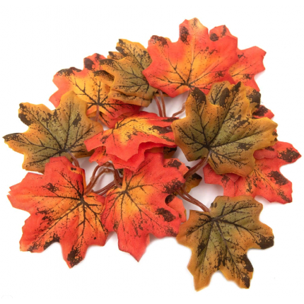 Кленовые листья, 12шт/упак.,  XY19-1147 (зелено-коричневые, желто-оранжевый) (арт. Кленовые листья)