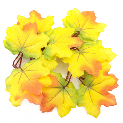 Кленовые листья, 9шт/упак.,  XY19-1141 (желтый с оранжевым) (арт. Кленовые листья)