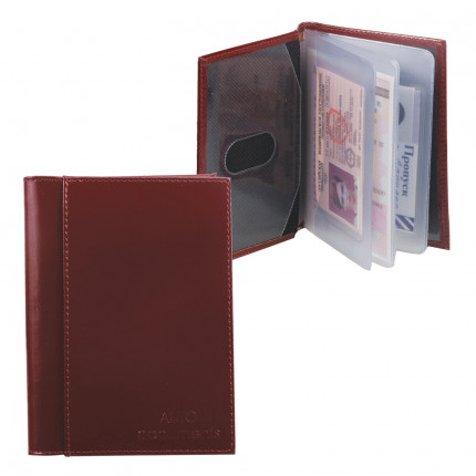 Бумажник водителя BEFLER "Classic", натуральная кожа, тиснение, 6 пластиковых карманов, коньяк, BV.25.-1 (арт. BV.25.-1)