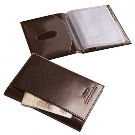 Бумажник водителя BEFLER "Classic", натуральная кожа, тиснение, 6 пластиковых карманов, коричневый, BV.25.-1 (арт. BV.25.-1)