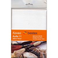 Bestex 00000058592 Канва Aida 11 "Bestex" 100% хлопок, 50*50см, цв. белый 