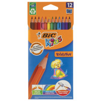 BIC 82902910 Карандаши цветные BIC "Kids ECOlutions Evolution", 12 цветов, пластиковые, заточенные, европодвес, 82902910 