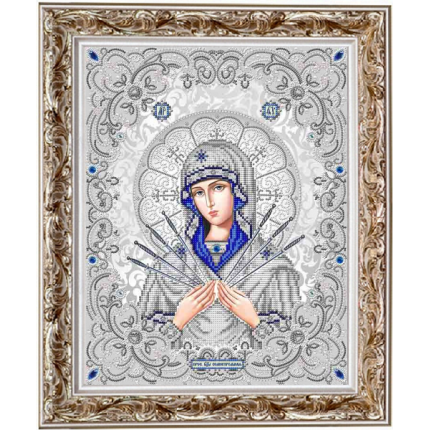 Рисунок на ткани ЖС-3009 Пресвятая Богородица Семистрельная в жемчуге (арт. ЖС-3009)