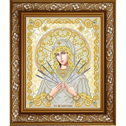 Рисунок на ткани ЖС-4012 Пресвятая Богородица Семистрельная в жемчуге (арт. ЖС-4012)