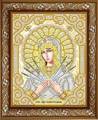 Рисунок на ткани ЖС-5012 Пресвятая Богородица Семистрельная в жемчуге (арт. ЖС-5012)
