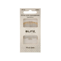 BLITZ HN-32 300В3 Иглы для шитья ручные "BLITZ" HN-32 300В3 для рукоделия в блистере 16 шт. никель 