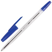 Brauberg 141097 Ручка шариковая BRAUBERG "Line", СИНЯЯ, корпус прозрачный, узел 1 мм, линия письма 0,5 мм, 141097 