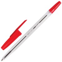 Brauberg 141341 Ручка шариковая BRAUBERG "Line", КРАСНАЯ, корпус прозрачный, узел 1 мм, линия письма 0,5 мм, 141341 