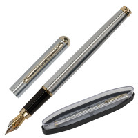 Brauberg 143469 Ручка подарочная перьевая BRAUBERG "Maestro", СИНЯЯ, корпус серебристый с золотистыми деталями, 143469 