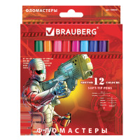 Brauberg 150544 Фломастеры BRAUBERG "Star Patrol", 12 цв., вентилируемый колп., карт. упаковка, увелич. срок службы, 150544 