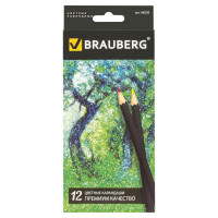Brauberg 180539 Карандаши цветные BRAUBERG "Artist line", 12 цветов, черный корпус, заточенные, высшее качество, 180539 