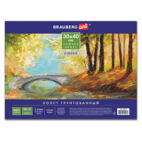 Brauberg 190621 Холст на картоне BRAUBERG ART CLASSIC, 30*40см, грунтованный, 100% хлопок, мелкое зерно, 190621 