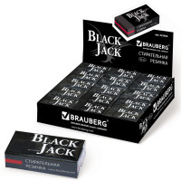 Brauberg 222466 Ластик BRAUBERG "BlackJack", 40х20х11 мм, черный, прямоугольный, картонный держатель, 222466 