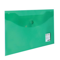 Brauberg 224025 Папка-конверт с кнопкой МАЛОГО ФОРМАТА (240х190 мм), А5, прозрачная, зеленая, 0,18 мм, BRAUBERG, 224025 