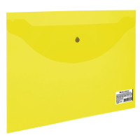 Brauberg 224028 Папка-конверт с кнопкой МАЛОГО ФОРМАТА (240х190 мм), А5, прозрачная, желтая, 0,18 мм, BRAUBERG, 224028 
