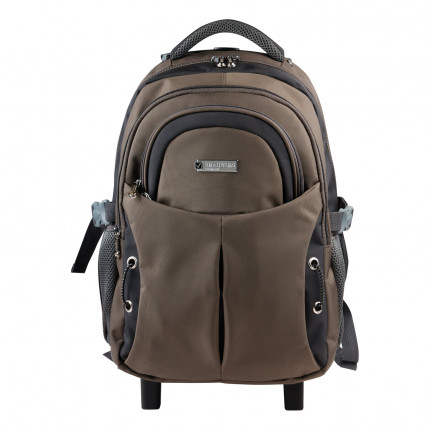 Рюкзак для школы и офиса BRAUBERG "Jax 1", 30 л, размер 43х33х23 см, ткань, на колесах, черно-коричневый, 224458 (арт. 224458)