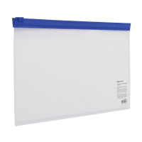 Brauberg 226032 Папка-конверт на молнии МАЛОГО ФОРМАТА (250х135 мм), прозрачная, молния синяя, 0,11 мм, BRAUBERG, 226032 
