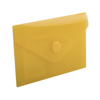 Brauberg 227324 Папка-конверт с кнопкой МАЛОГО ФОРМАТА (74х105 мм), А7 (для дисконтных, банковских карт, визиток) прозр, желтая, 0,18 мм, BRAUBERG, 227324 
