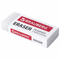 Brauberg 228074 Ластик большой BRAUBERG EXTRA, 60х24х11 мм, белый, прямоугольный, экологичный ПВХ, картонный держатель, 228074 