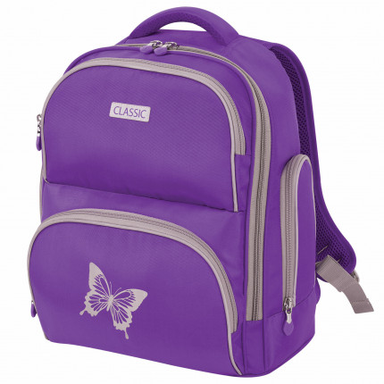 Рюкзак BRAUBERG CLASSIC, легкий каркас, премиум материал, Butterfly, фиолетовый, 37х32х21 см, 228830 (арт. 228830)