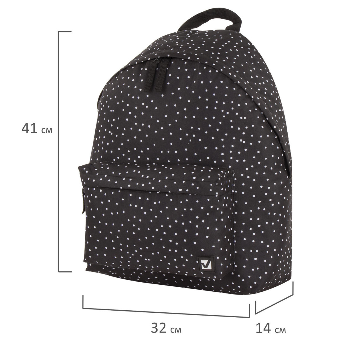 Рюкзак BRAUBERG, универсальный, сити-формат, черный в горошек, 20 литров, 41х32х14 см, 228845 (арт. 228845)