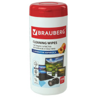Brauberg  Салфетки для экранов всех типов и пластика BRAUBERG с ароматом АБРИКОС, туба 100 шт., влажные, 513321 