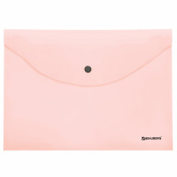 Brauberg  Папка-конверт с кнопкой BRAUBERG "Pastel" А4 до 100 л непрозрачная цвет персиковый 0, 