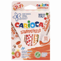 CARIOCA 42279 Фломастеры-штампы двусторонние CARIOCA (Италия) "Stamperello", 6 цветов, смываемые, 42279 