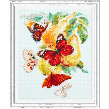 Набор для вышивания Бабочки на груше Набор для вышивания «Чудесная игла» 130-051 Бабочки на груше