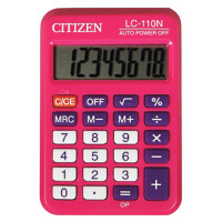 CITIZEN LC-110NRPK Калькулятор карманный CITIZEN LC-110NRPK, МАЛЫЙ (89х59 мм), 8 разрядов, двойное питание, РОЗОВЫЙ 